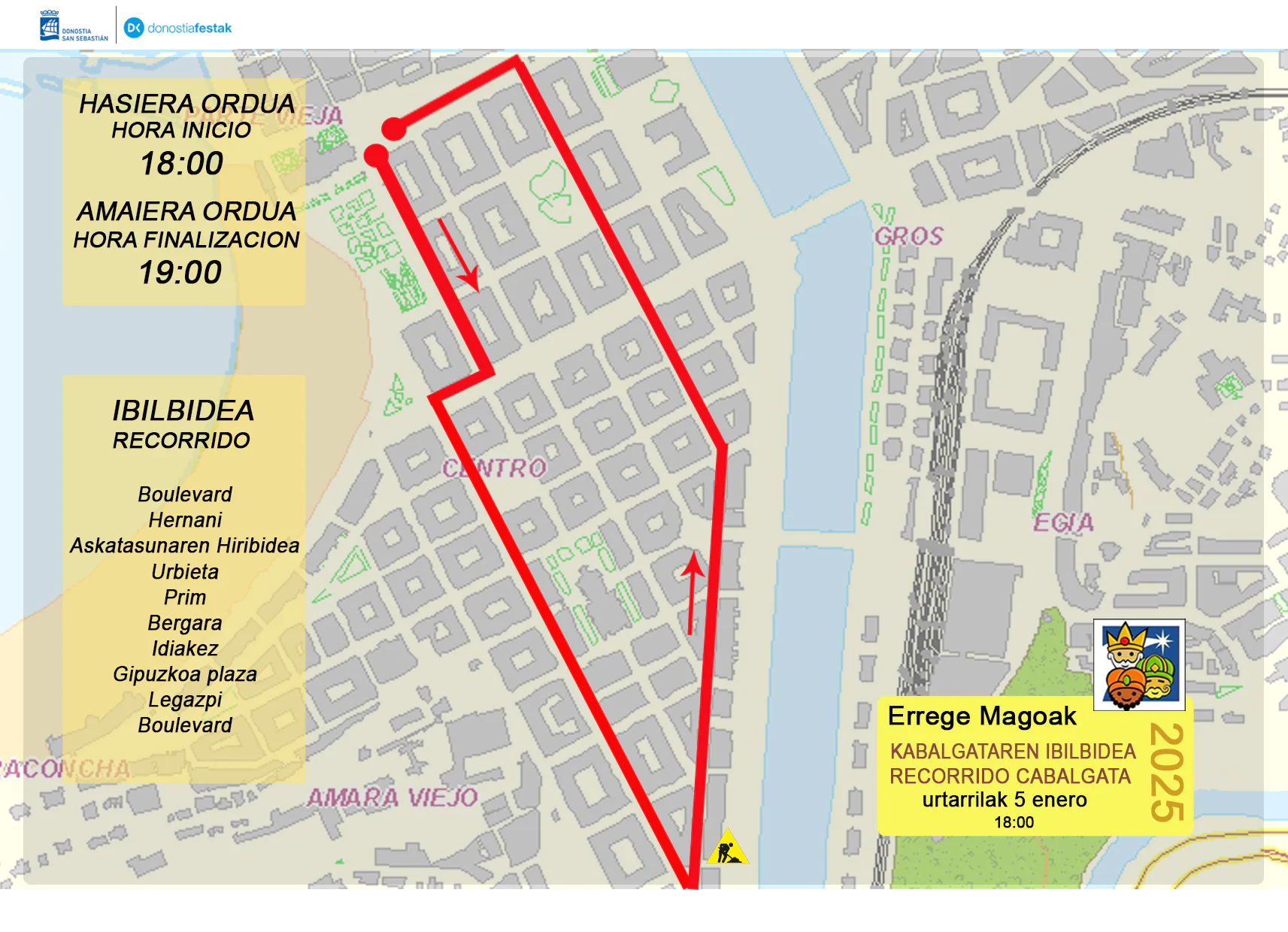 Recorrido Reyes Magos Donostia 2025